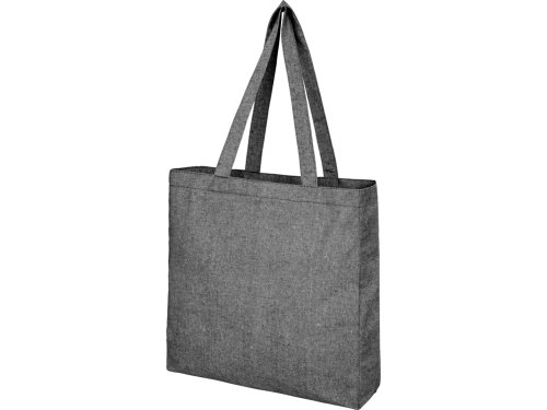 Эко-сумка Pheebs с клинчиком, изготовленая из переработанного хлопка, плотность 210 г/м2, черный меланж