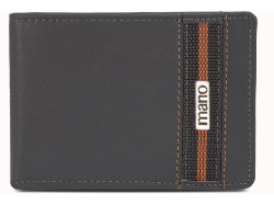 Бумажник Mano Don Leonardo, с RFID защитой, натуральная кожа в сером цвете, 12,5 х 2,5 х 9 см