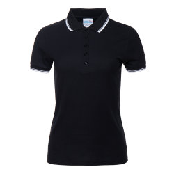 Рубашка поло женская STAN с окантовкой хлопок/полиэстер 185, 04BK, чёрный